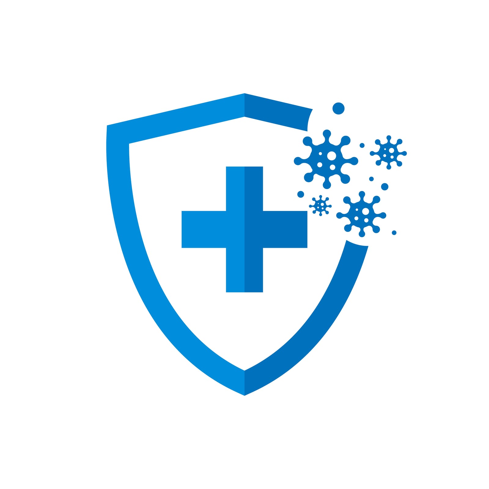 Bouclier bleu avec une croix, symbole du système immunitaire